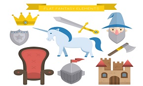 9 flat fairy elements vector